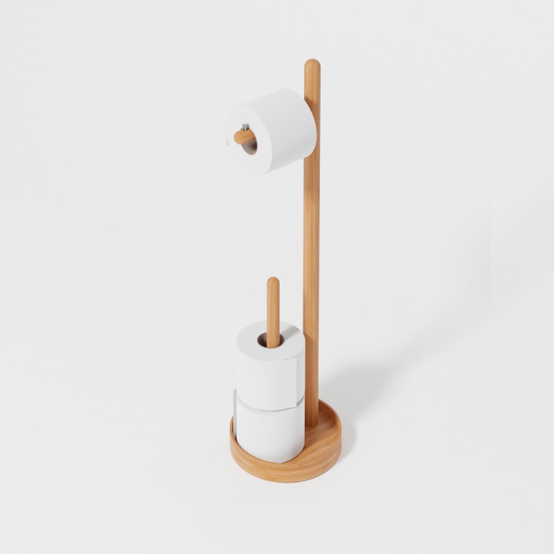 Yoku Freestanding Toilet Roll Holder - Bamboo